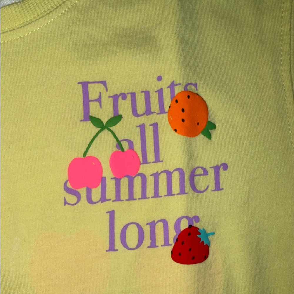Zara Yellow Kids Tee with Fruit Graphics 4Y - Picture 2 of 7